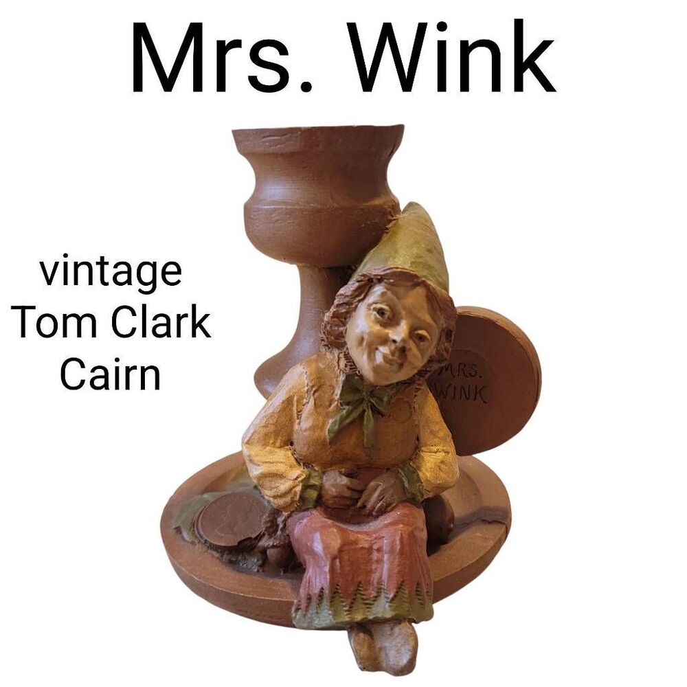 Vintage Mrs. Wink Tom Clark Cairn Studios Troll Gnome Fairy Candlestick Holder